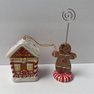 Festive Gingerbread House Christmas Ornament Locket and Photo Card holder
